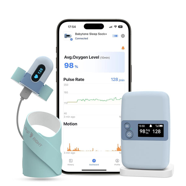 Baby Sleep Monitor with Base Station- Smart Sleep Sock, Tracking Heart Rate, Avg O2 and Movement, Wearable Baby Oxygen Foot Monitor with Bluetooth and APP, for 0-36 Months Newborn