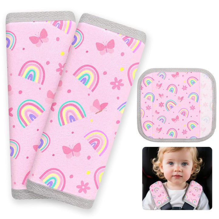 Seat Belt Cover Pad for Baby, Soft Seatbelt Cushion Covers for Kids 2Pcs Car Seat Strap Shoulder Pads for All Car Seats, Stroller, High Chair,Blue Dinosaur