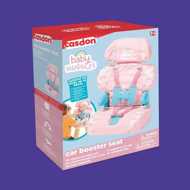 Baby Huggles Toys - Pink Booster Seat - Car Seat for Dolls with Adjustable Headrest & Buckles - Fits Dolls Sizes up to 14" - Suitable for Preschool Toys - Playset for Children Aged 3+