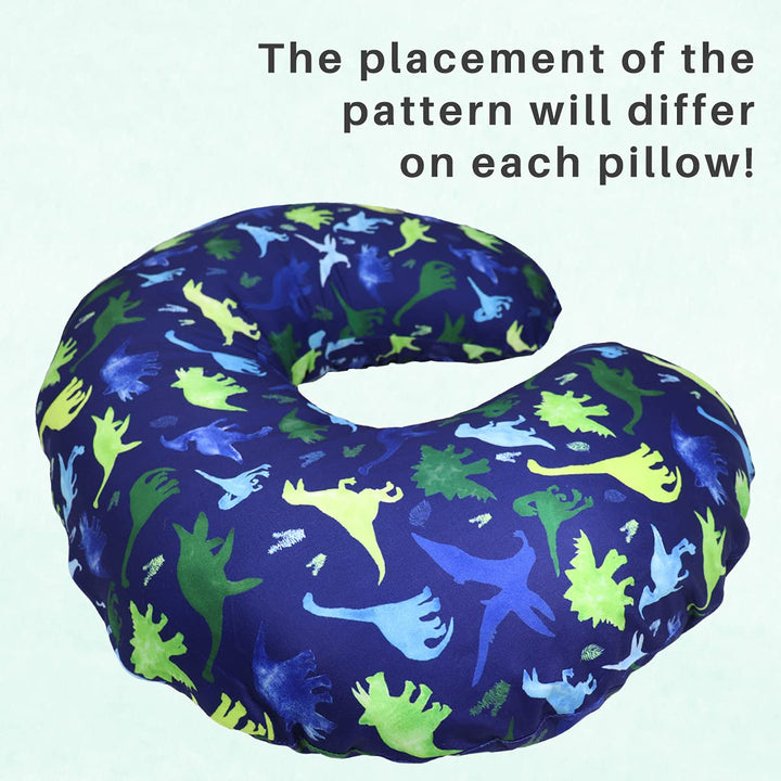 Dinosaur Nursing Pillow Cover, Breastfeeding Pillow Slipcover for Baby Boys & Girls, Nursing Pillow Case for Newborn, Soft Fabric Fits Snug on Infant, Washable & Breathable, Watercolor Dinosaur Blue