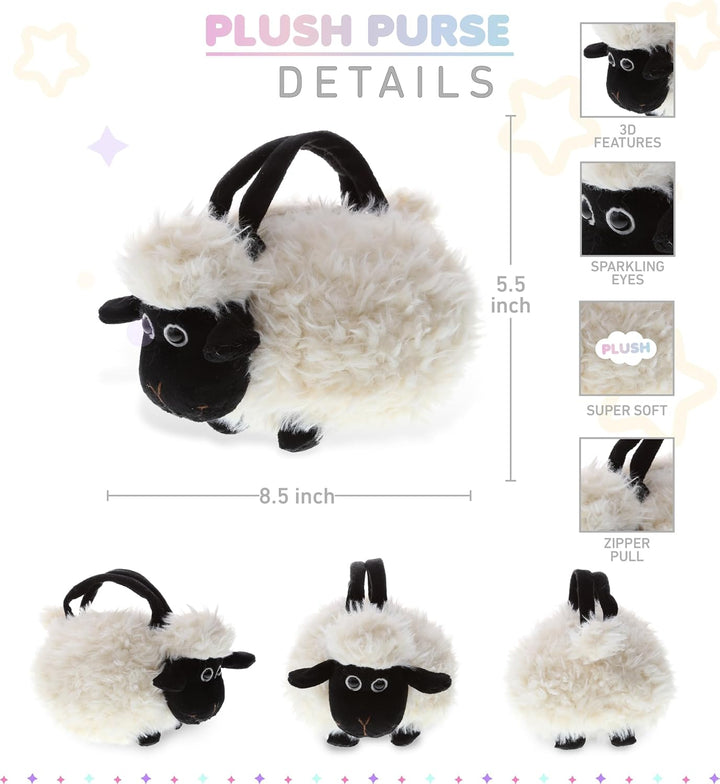 Black Nose Sheep Plush Handbag - Super Soft Plush Stuffed Animal Purse for Children'S Accessories, Kids Hand Bag Toy Purse for Girls & Boys