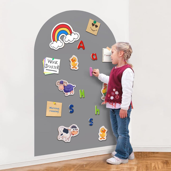 Magnetic Wall Decal Arch, 15" X 31" Magnetic Chalk Board Sticker for Kids, Playroom, Home（Milk Tea）