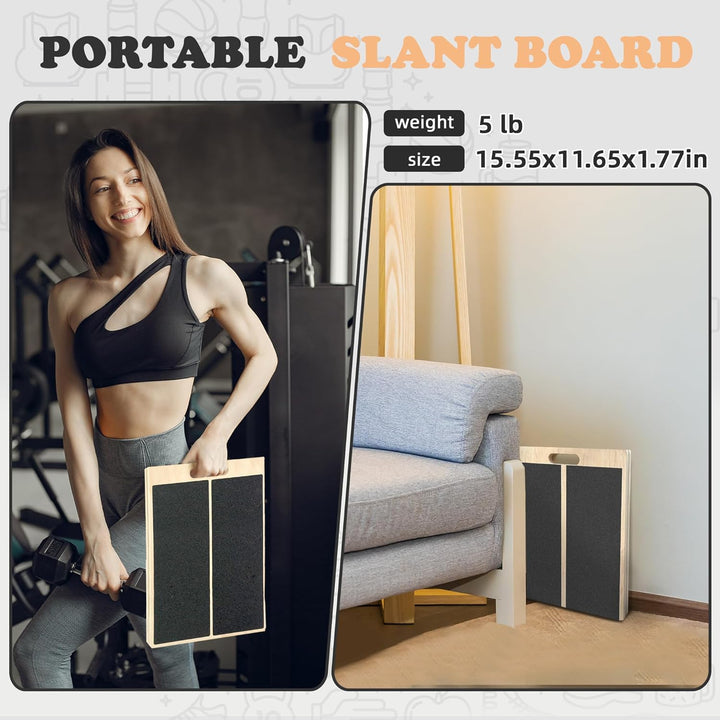 Portable Slant Board for Calf Stretching Squats Calf Stretcher Physical Therapy Equipment Adjustable Incline Board for Knees Ankle Heel Feet Leg