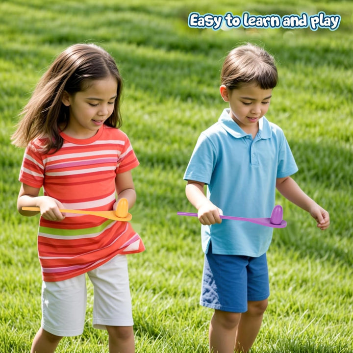 24PCS Egg Spoon Race Game Set, Relay Race Games Wooden Egg Balance Game for Outdoor Lawn Games