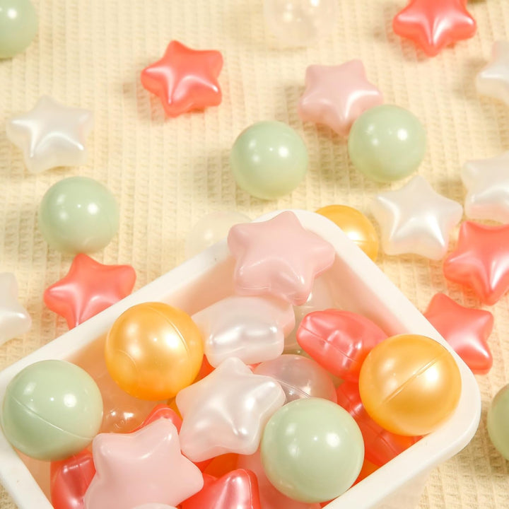 Star Ball Pit Balls 50 100 200 500 for Toddlers - Ball Pit Ball Shapes for Boys Girls Fun, Birthday Party, Christmas Decoration