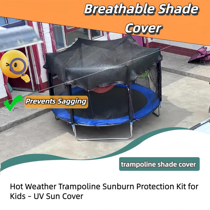 Trampoline Shade Cover 90% Shading Ratio Black Sunshade Tent Top Cover 10Ft 12Ft 14Ft for round Trampoline, Easy to Install for Backyard Playground, Sunproof Net for Outdoor, Tent Only (Fits 14FT)