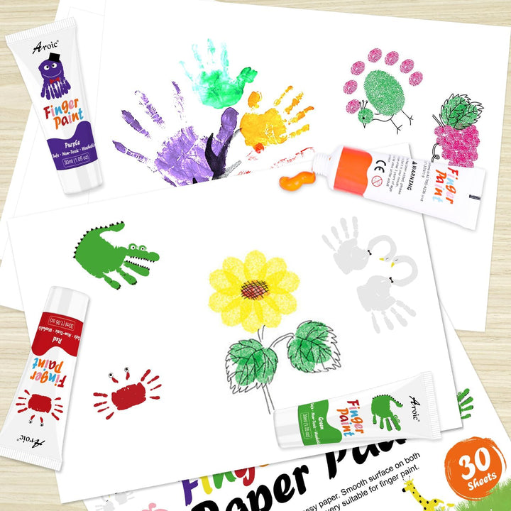 8PCS Washable Finger Paint for Kids, Non-Toxic Finger Paints 8Colors, Art Supplies for Toddlers, Painting Supplies for Kids Boys Girls Gifts, Hand Paint DIY Crafts