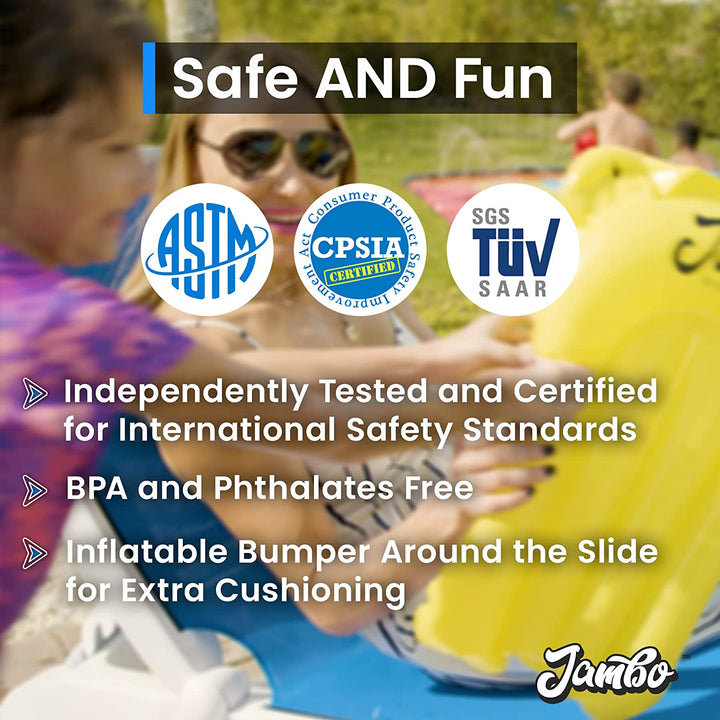 Premium Triple Water Slide with 3 Bodyboards, 20Ft Heavy Duty Slip Splash and Slides-Advanced 3-Way Sprinkler System, Splash Pad Mat Backyard Summer Outdoor Water Toys N Long Slides for Kids