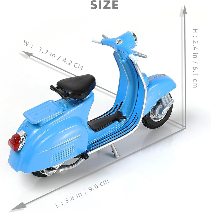 1/18 Scale Vespa 150CC Moped Figurine Static Mini Scooter Model Toy Roman Holiday Collection Souvenir Figurine Simulation Motorcycle Toy Cake Topper Gift for Adult Kid Boy (Blue Color)