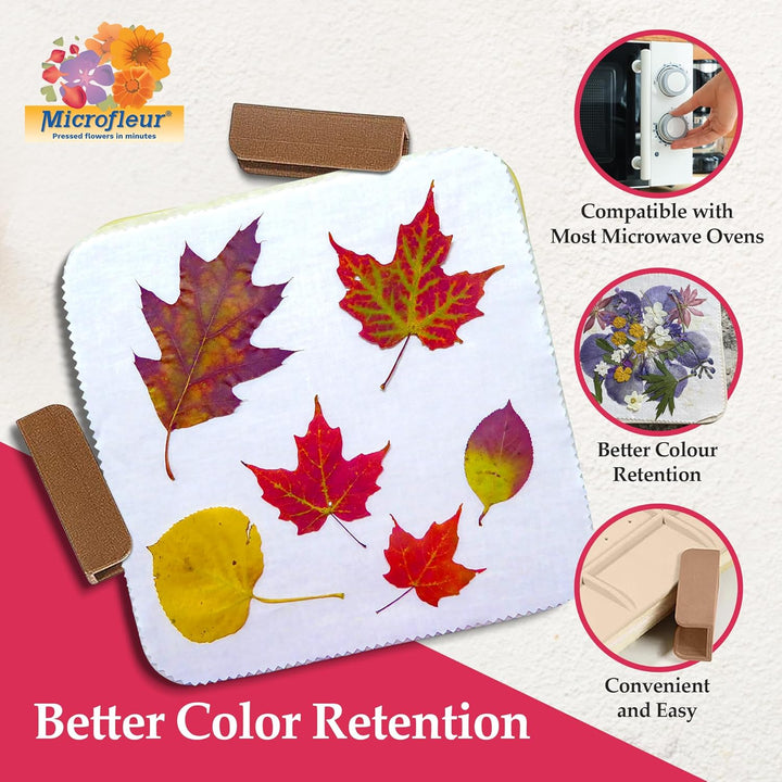 Microwave Flower Art Press Kit for Kids and Adults - DIY with Washable Absorbent Cloth, Ideal for Plant Lovers 5" (13 Cm)
