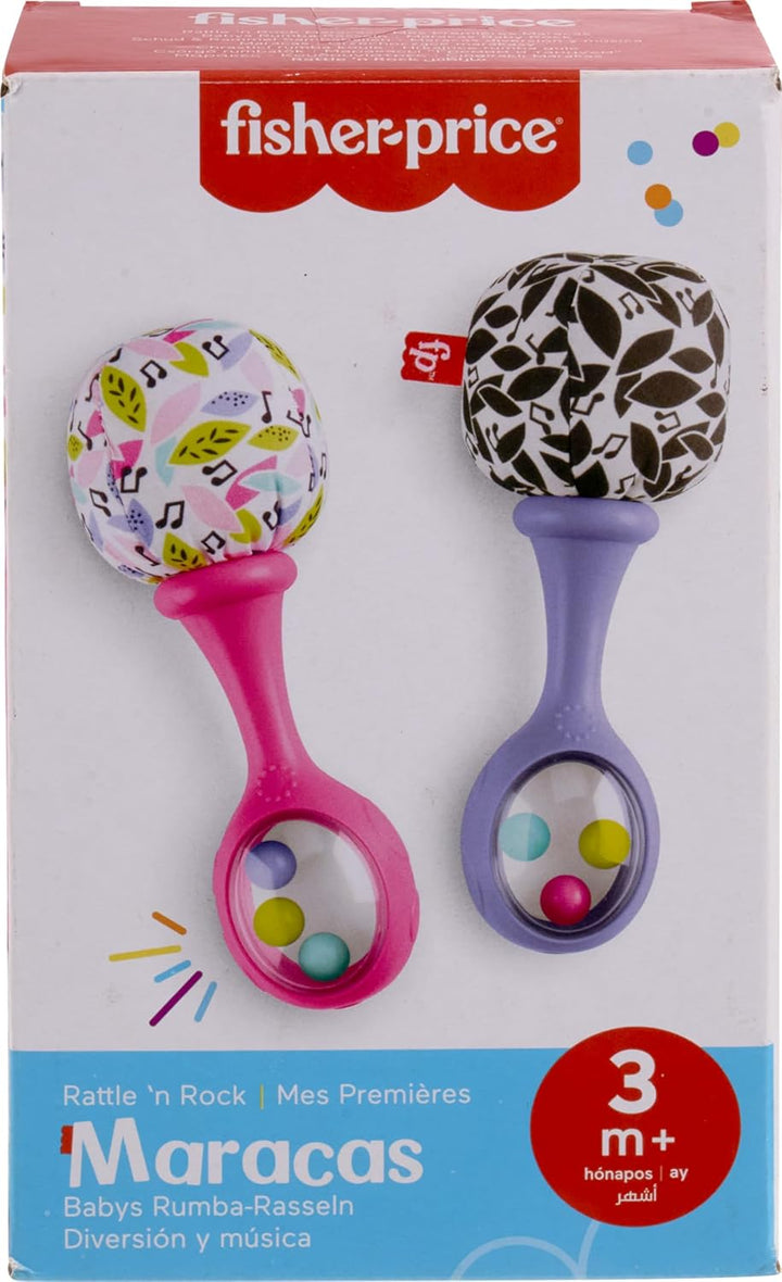 Newborn Toys Rattle ‘N Rock Maracas, 2 Soft Musical Instruments for Developmental Play Babies Ages 3+ Months, Pink & Purple