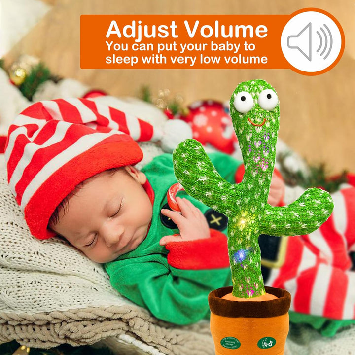 Talking Cactus Toy That Talks Back,Volume Adjustment Dancing Mimicking Cactus Baby Toy,Singing Record Repeat What You Say, Sunny Silly Light up Tummy Time Funny Gift for Toddler Boys Girls Toys