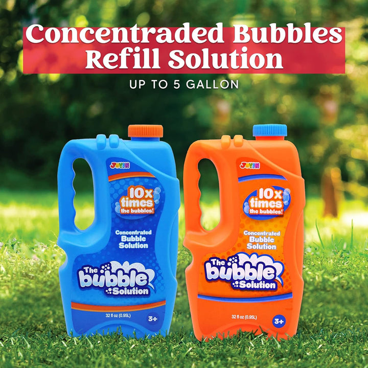 2 Bottles Bubbles Refill Solutions 64 Oz (Up to 5 Gallon), Concentrated Solution for Bubble Machine, Gun, Wand Refill Fluid Summer, Easter Toys(Orange+Blue)