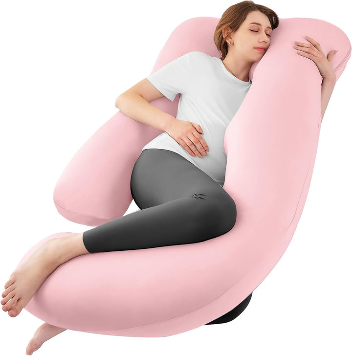 Pregnancy Pillows for Sleeping, U Shaped Cooling Full Body Pillow with Removable Cover, Pregnant Women Must Haves, Maternity Essential, Light Grey