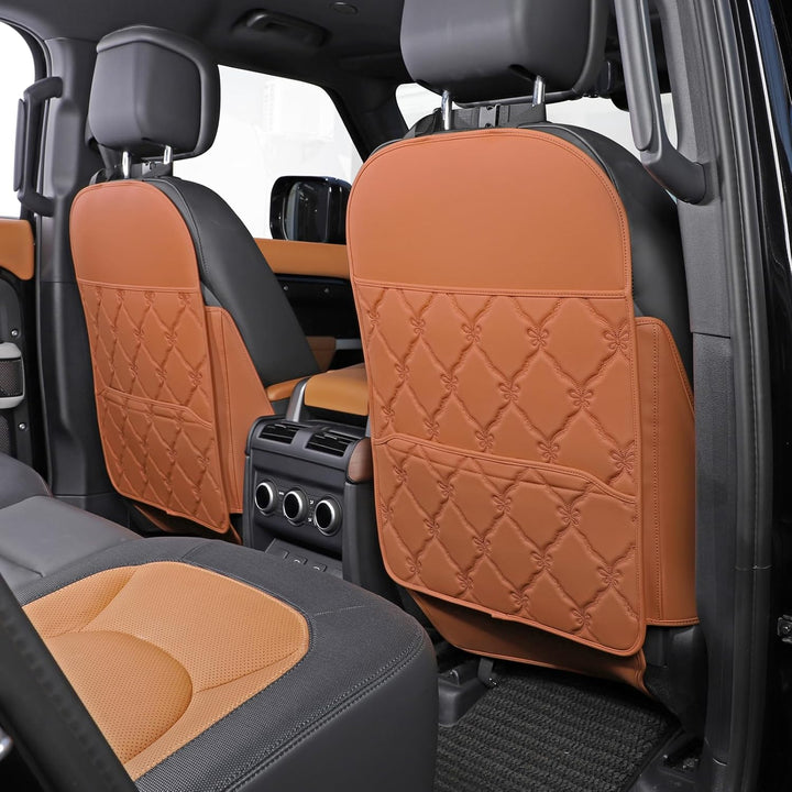 Seat Back Protector + Large Capacity Pocket Storage Organizer,Preventing the Impact of Children Stepping on the Seat Backrest (Style A-Black)