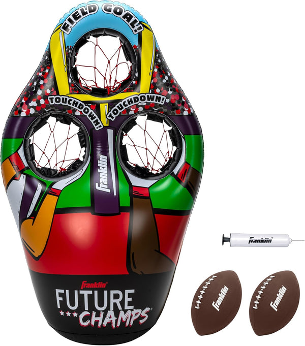 Kids Football Target Toss Game - Inflatable Throwing Target Toy with Soft Mini Footballs - Fun Kids Sports Game