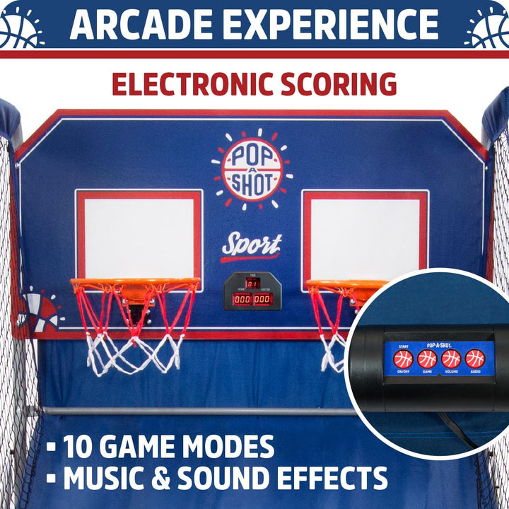 - Dual Shot Sport | Arcade Basketball Game for Home | Paddle Scoring Hoop, 10 Game Modes, 4 Balls | Foldable for Easy Storage | Fun for All Players