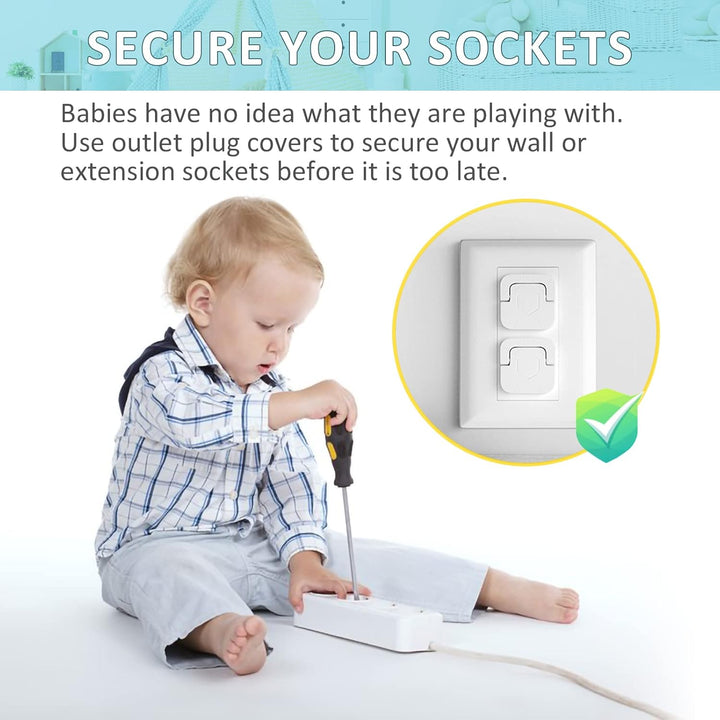 Baby-Proof Outlet Covers (60 Pack) - Child Safety Electric Plug Protectors to Prevent Power Shock