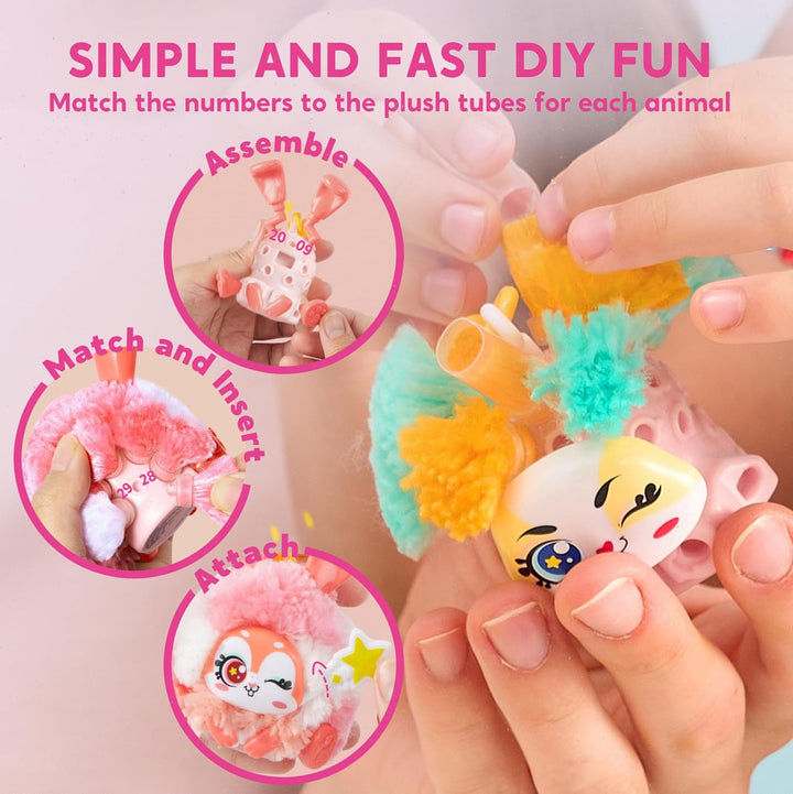 DIY Plush Keychain Making Craft, DIY Arts & Craft Set with 3 Models, Create Your Own Stuffed Keychain for Boys and Girls Ages 6 7 8 9