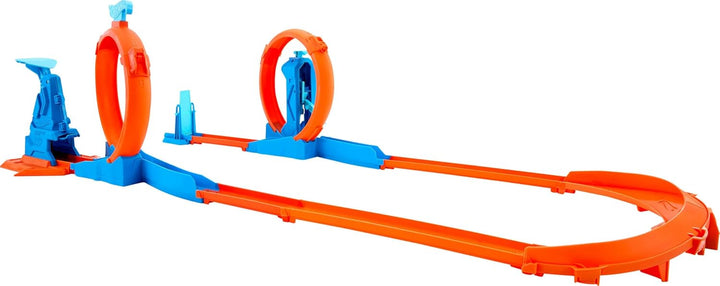 Toy Car Track Set, Triple Loop Pack & 1:64 Scale Vehicle, Track-Building Components with 3 Loops, Speed Snap Tracks & Adapters