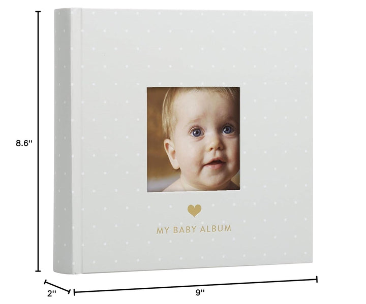 Baby Photo Album, Keepsake Book for New and Expecting Parents, Gender-Neutral Baby Accessory, Ideal Gift for Baby Shower, Holds 200 Pictures, Gray and White Polka Dot