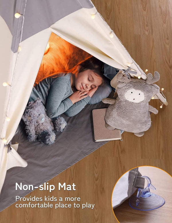 Teepee Tent for Kids, Kids Tent with Star Lights, Kid Play Tents for Girls and Boys, Foldable Toddler Tents, Washable Kid Indoor Tents, Warm Reading Nook & Room Decor