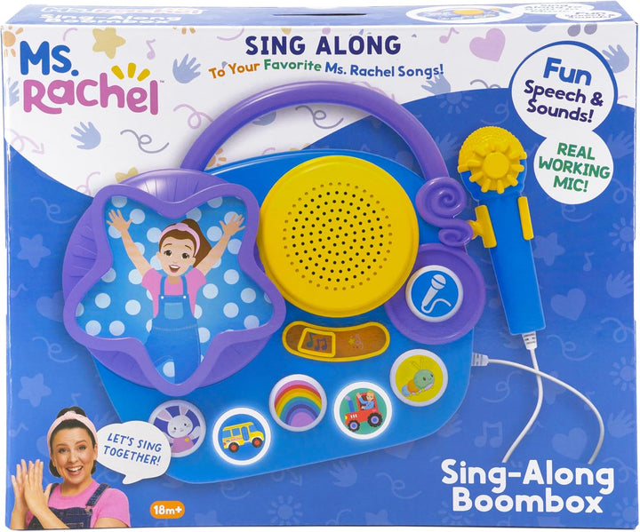 Ms Rachel Karaoke Microphone with Boombox for Fans of Toddler Toys, Kids Karaoke Machine with Built in Music