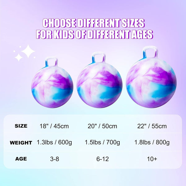Bouncy Balls with Handle for Kids, Ride on Toys Balls for Kids 3 4-8, 3 Pack Hopper Ball 18 Inch Size with Air Pump for Kids Jumping Sports Ride Games Balance Exercise Indoor Outdoor Fun