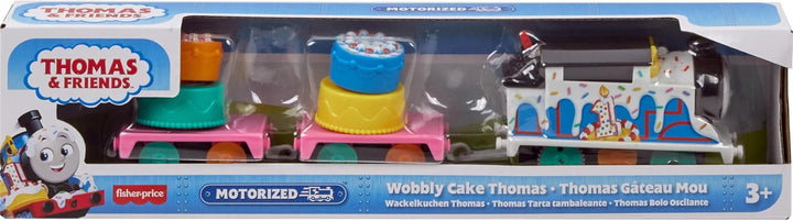 Motorized Toy Train, Wobbly Cake Thomas Engine with Cargo Cars & Pieces for Pretend Play Preschool Kids Ages 3+ Years