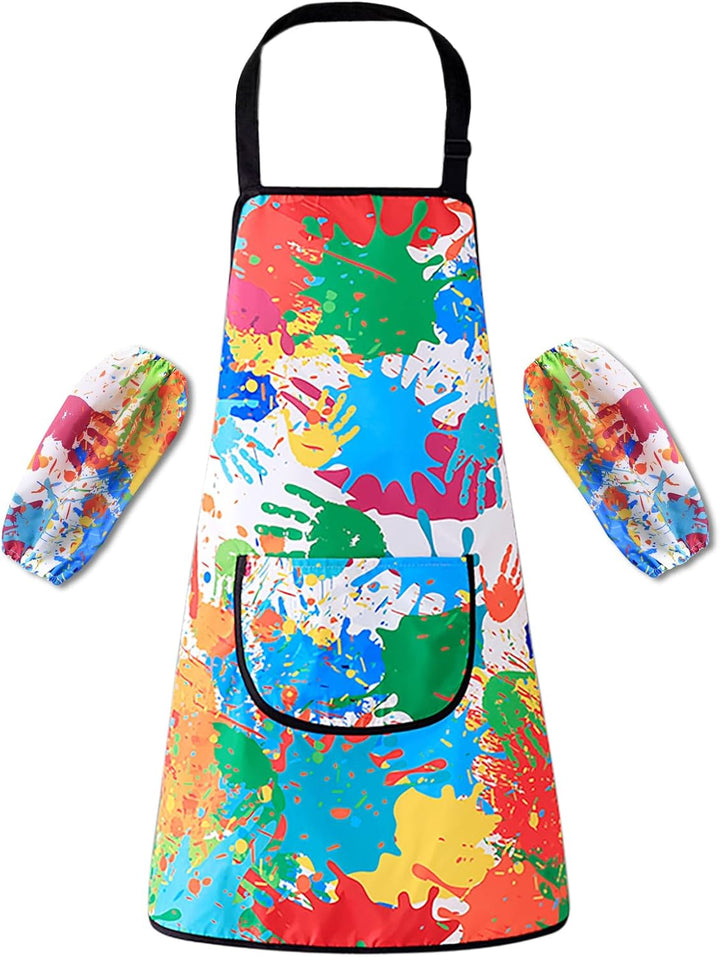 Kids Art Smock,Waterproof Painting Apron Artist Smocks with Pocket Long Sleeves for Age 5-8