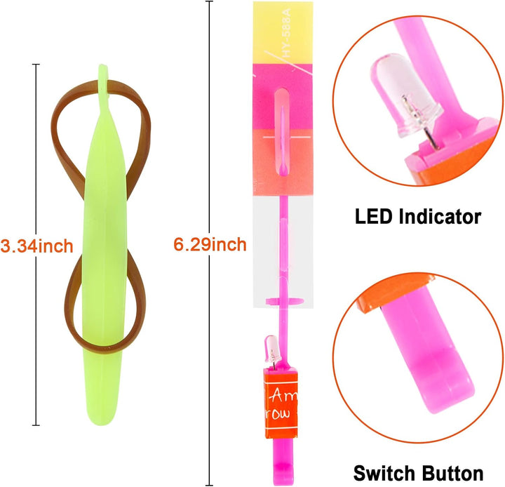 25 Sets LED Flying Set, 25 Slingshot+25 Glow Helicopter-50 Pcs, Flying Toy Outdoor Toys Glow in the Dark Party Supplies Party Favors for Kids 8-12,4-8