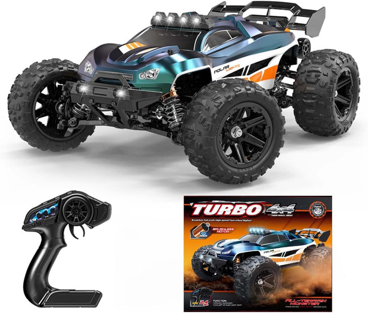 RC Car 1/14 Scale Brushless 4X4 Off-Road Truck, 30-45MPH High Speed RC Monster Truck with LED Lights, 2.4Ghz Remote Control, Large Wheel Professional Racing Model for Adults & Teens (【1:14】B002)