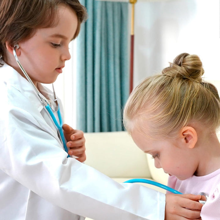 Kids Stethoscope Toy, 2 Pack Real Working Stethoscope Toy for Toddler 3 4 5, Doctor Play Set for Role Play, Medical Pretend Playset for Boys Girls Birthday (Blue and Pink)