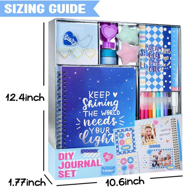 DIY Journal Kit for Girls – Cute Journal Set for Teen Tween Girls Gifts, Stationary Set, Scrapbook & Diary Supplies Set, Gifts for 8 9 10 11 12 13 14 Year Old Girl