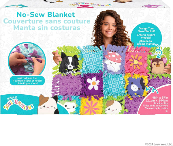 Squishmallows No-Sew Blanket Kit, Set Includes Assorted Polar Fleece Squares, Ideal Craft Activity for Girls & Boys