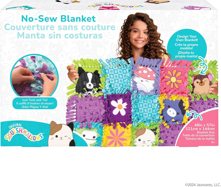 Squishmallows No-Sew Blanket Kit, Set Includes Assorted Polar Fleece Squares, Ideal Craft Activity for Girls & Boys
