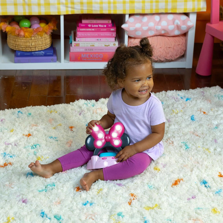 Disney Baby MINNIE MOUSE Peekaboo Baby Activity Center Jumper with 8 Toys, Lights & Sounds, 360-Degree Seat, 6-12 Months (Pink/Blue)