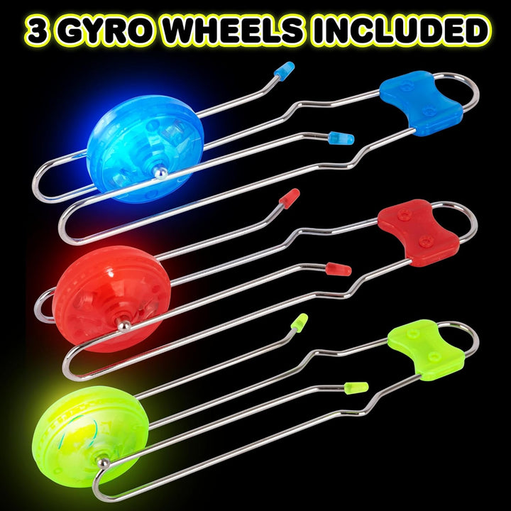 Retro Light up Gyro Wheels Set for Kids- 3, 8.5 Inch Gyroscope Rail Twisters Mesmerizing Spinning Lighting Effects, Spinning Top Autism Toys, Sensory Toys for Kids, Gift for Boys & Girls