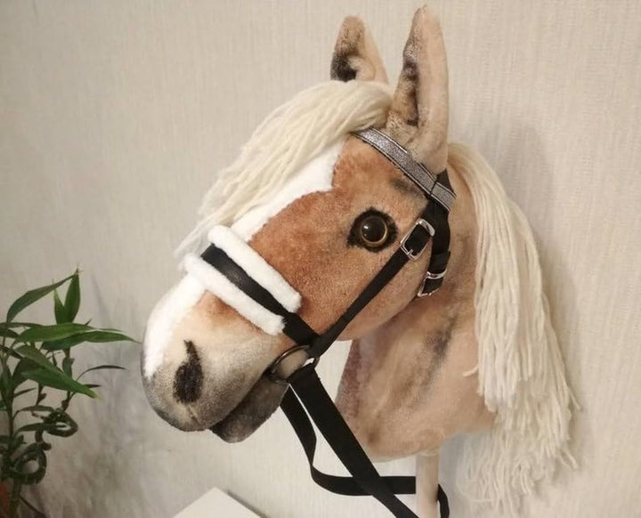 Hobby Horse Realistic with Bridle - A3 Haflinger Horse on Stick