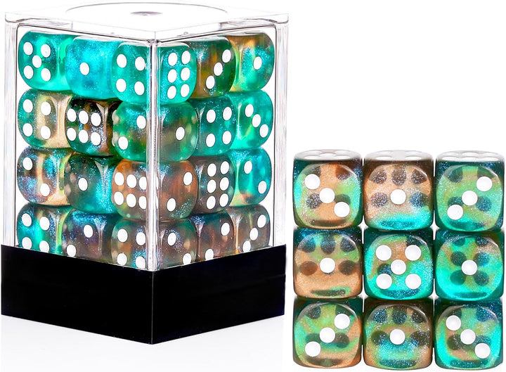 36 Pieces 12Mm 6 Sided Mini Dice Set,Pearl Pattern D6 Game Dice Set,6 Sided Standard Game Dice for Board Games Dice Games Classroom Teaching Dices Game, with Portable Gaming Box(Black)