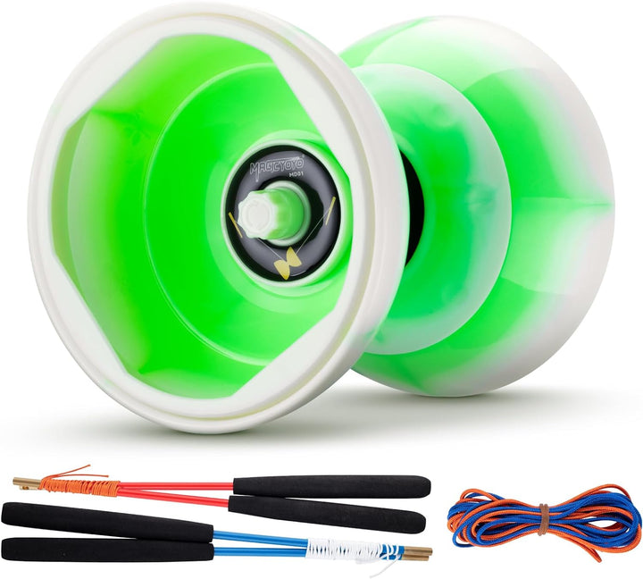 Pro Triple Bearing Diabolo Medium Size 5” Blue Chinese Yoyo Toy with 2 Pair Carbon Sticks+ 2 Extra Strings +1 Net Bag, High Performance Chinese Yoyo Diabolo Skill Toy