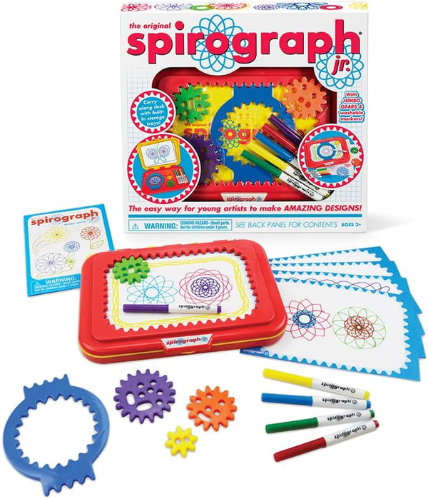 Jr. — Jumbo Sized Gears Classic Retro Toy for Spiral Drawing Art Design Toy Kit for Smaller Hands — for Kids Ages 3 and Up