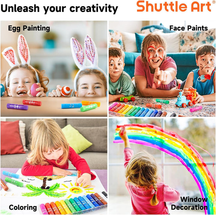 Tempera Paint Sticks, 15 Colors Solid Tempera Paint for Kids, Super Quick-Drying, Washable, Works Great on Paper Wood Glass Ceramic Canvas