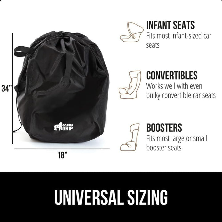Car Seat Travel Bag for Airplane Gate Check, Easy Carry Padded Backpack Bags Cover Carseats, Infant Baby Carriers and Toddler Booster Seats for Airport, Child Air Travels Essential, Black