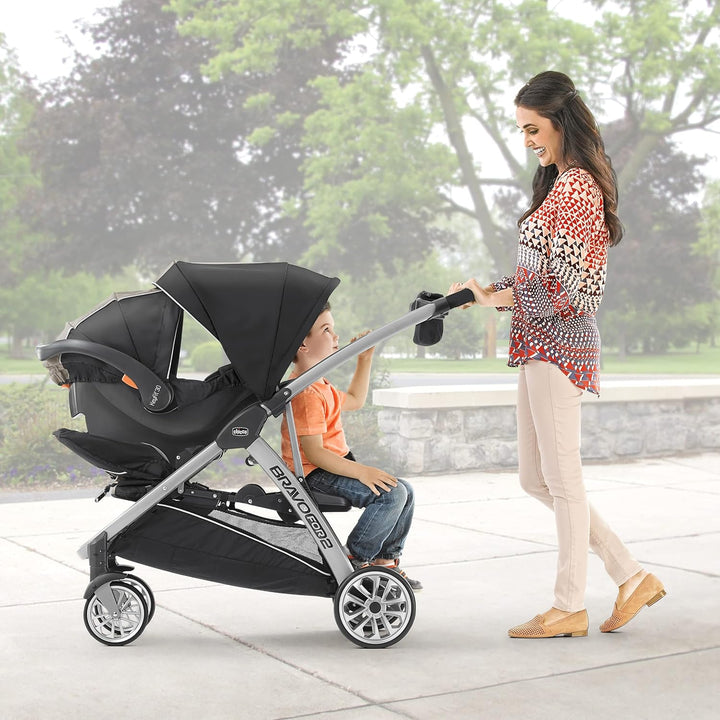 Bravofor2 Standing/Sitting Double Stroller - Iron | Black/Grey