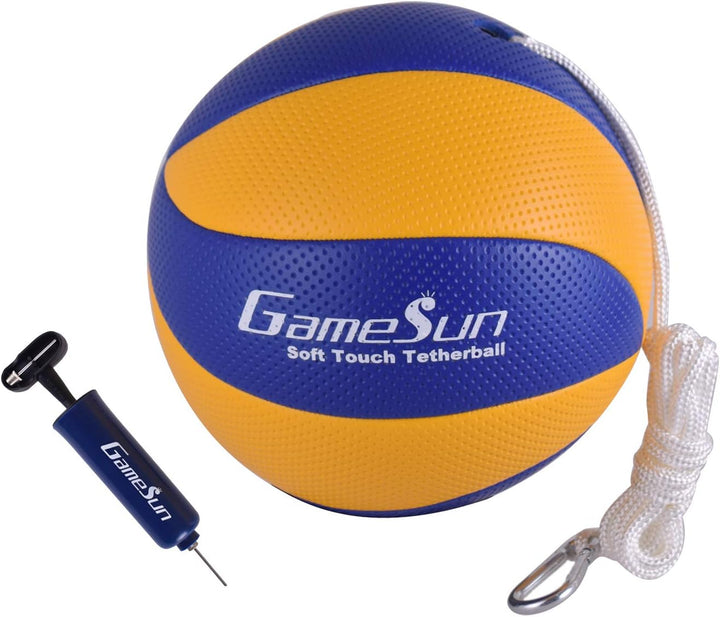 Tetherball and Rope,Full-Size Soft Rubber, Portable Tetherballs with Soft Rope - Great Outdoor Game for Family Fun Play