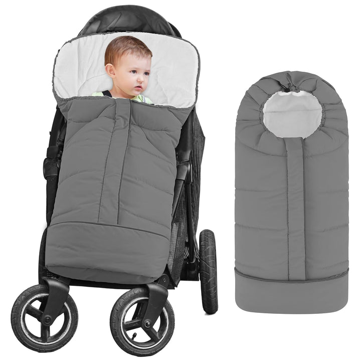 Stroller Cover for Winter, Toddler Stroller Footmuff Universal for Most Stroller, Water Resistant Warm Coral Baby Stroller Bunting Sleeping Bag Blue