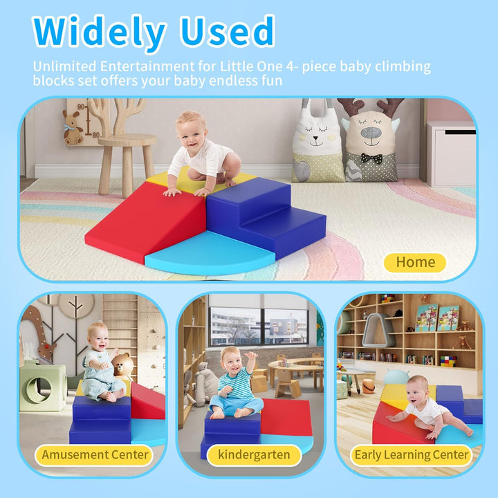 4-Piece Set Climbing Toys for Toddlers 1-3 and Climb Foam Play Set Babies Foam Blocks Toddler Climbing Toys Indoor Baby Climbing Toys Children’S Composite Toy for Crawling Climbing and Sliding