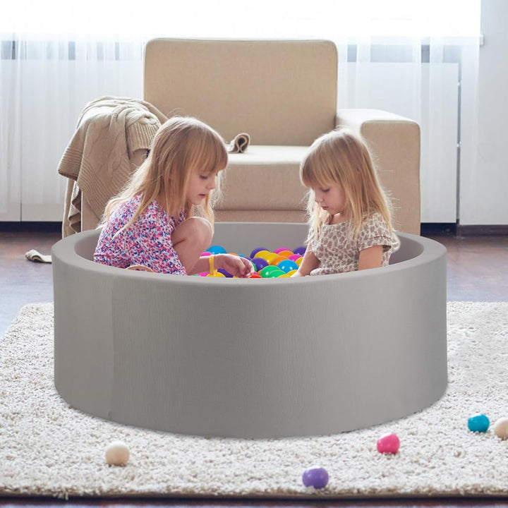 Foam Ball Pit, 35"X 12" Ball Pits for Toddlers, Soft round Kiddie Baby Ball Pool for Kids, Ideal Gift for Babies Indoor Outdoor Game, Balls Not Included (Grey)