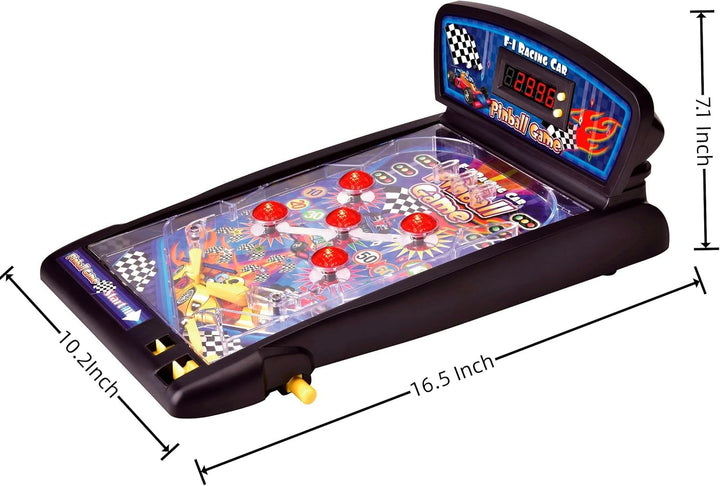 Racing Car Pinball Machine,Electronic Tabletop Pinball Game with Lights & Sounds,Led Digital Scoreboard,Suitable for Kids and Adults